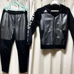 adidas ジャージセット ブラック/グレー上Ｓ　下M