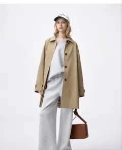 【新品】GU ジーユー バルマカーンAラインハーフコート Sサイズ　ベージュ