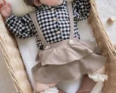 チェックシャツ　サロペット　2点セット