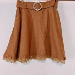 axes femme スカート キャメル フリル レース フェミニン