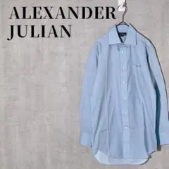 ALEXANDER JULIAN　長袖シャツ　綿混　ブルー系　サイズS80(S)