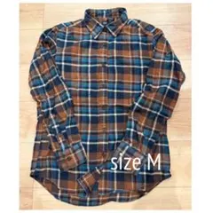 ユニクロ フランネルチェックシャツ メンズM ブラウン