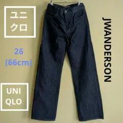 ユニクロJWANDERSONストレートジーンズ JWA刺繍ネイビー濃紺カラー