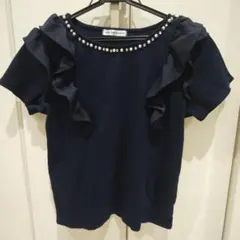 【美品】HEALTHY KAREN ビジュー フリル 半袖カットソー Mのサムネイル