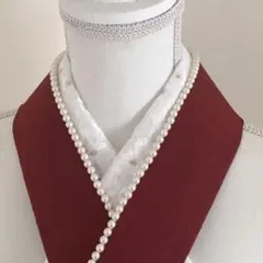 重ね衿 縮緬 くすみレッド-1〈パール飾り付〉ニュアンスカラー 振袖袴用 ※新品