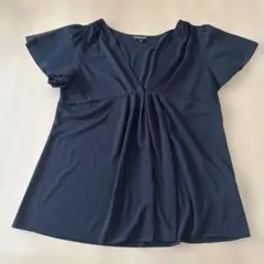 INDIVI 42 半袖　黒　タックトップスのサムネイル