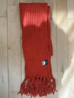 【最最終値下げ】ウールリッチウーレンミルズ厚手イタリア製オレンジ編み込みマフラー