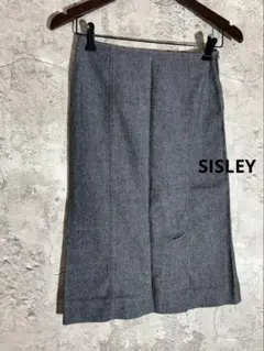 ☘️SISLEY ウール混 ツイード調 タイトスカート ひざ丈 シンプル 上品のサムネイル