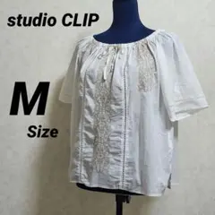 studio CLIP 刺繍チュニック 半袖 コットン M 白のサムネイル