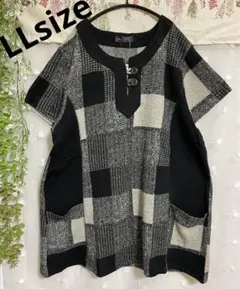 新品❋未使用❋ LL 暖か起毛チェック切り替えベスト チュニック✿ᵕ̈*