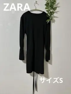 ZARAザラ　トレーナー生地　チェック　ミニワンピース　ブラック　サイズS