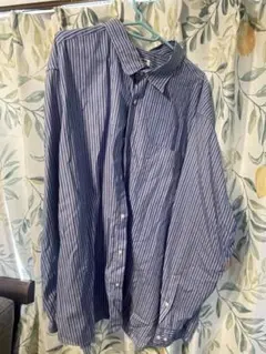 UNIQLO 4XL 青と白のストライプシャツ