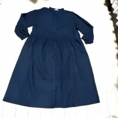 今だけ価格。noble catonインディゴブルースタンドカラーロングワンピース