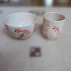 金魚柄 飯碗 湯呑み お箸付きセット