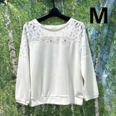 【新品】Sale!!LD prime 七分袖カットソー レース花柄ビジュー M
