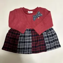 SLAP SLIP 赤 チェック 長袖ワンピース