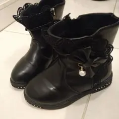 【美品】キッズ　ブーツ レースリボン 女児