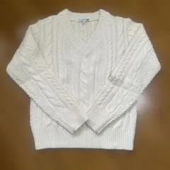 UNIQLO&JWANDERSON アイボリー Vネック ケーブルニット