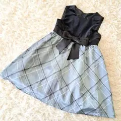 <専用です>マリアージュキッズ 黒 ベロア チェックドレス フォーマルワンピース