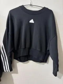 adidas クロップドスウェット ブラック Lサイズ
