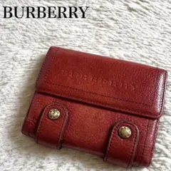 未使用 バーバリー ノバチェック 三つ折り 財布 赤系 ボルドー系 ベージュ BURBERRY - 未使用 バーバリー ノバチェック 三つ折り 財布 赤系