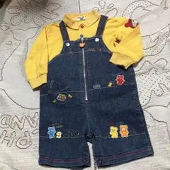 レトロ　美品☆ミキハウス☆デニムショートオールセット☆90