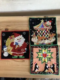 3枚セット　HOTMAN シェニールタオルハンカチ　クリスマス　サンタ