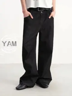 JCAESAR ダブルウエスト 原色 セミフレアデニムパンツ