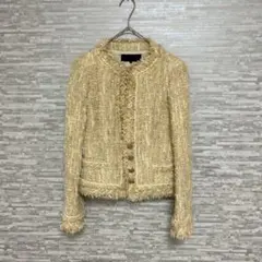 フラジール✨ツイード ノーカラー ジャケット ベージュ 36 フォーマル