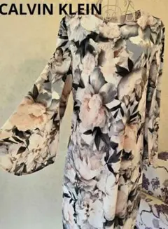 新品　タグ付　Calvin Klein フラワープリント長袖　ワンピース