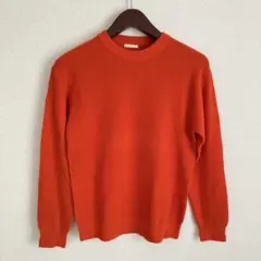 GUジーユー【S】オレンジ ニットセーター クルーネック　メンズ　シンプル