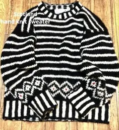 Scotlandハンドインディアンセーター ボーダー カウチン ユニセックス