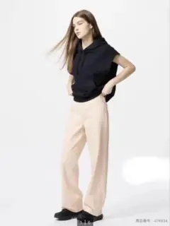 UNIQLO ワイドストレートジーンズ　ピンク　24