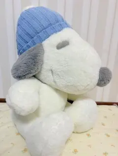 スヌーピー ぬいぐるみ 大きめ 青い帽子付き