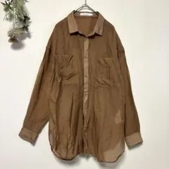 アメリカンホリック｜長袖シアーシャツ｜透け感｜キャメル｜ブラウン｜M｜日除けのサムネイル