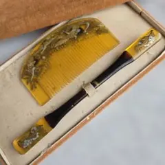 アンティーク　鼈甲風　櫛　笄　飛翔鶴　かんざし　金寿　髪飾り　和装小物　Z6