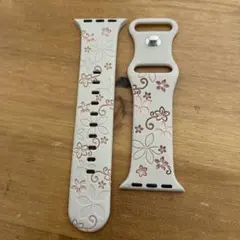 Apple Watch用 シリコンバンド 花柄 ホワイト　サイズ40 2回使用