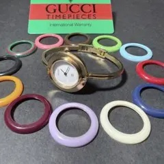 稼働品/美品 GUCCI グッチ 腕時計 チェンジベゼル ゴールド 12色