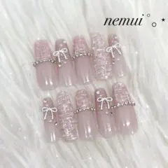 No.46 ネイルチップ ピンク 韓国 量産型 フレンチガーリー ワンホン