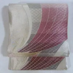 OF379 袋帯 白 ピンク 銀 紫 孔雀 鳥 振袖 成人式 訪問着 入学式