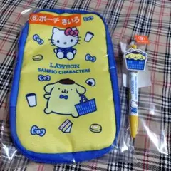 ローソン　サンリオ当りくじ　ポーチ　ボールペン　ポムポムプリン　2点セット