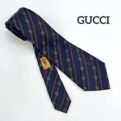 GUCCI グッチ　ネクタイ　ネイビー　シルク100　イタリア製