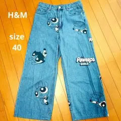 【希少/Y2K】H&M パワーパフガールズ コラボ デニム パンツ 40サイズ