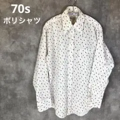 70s Kmart ポリシャツ　KOREA製 レトロ ドット柄 ワイドカラー