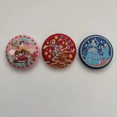 ディズニーキャラクター刺繍缶バッジ3個セット