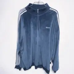 SIGNAL SPORTS 刺繍ベロアトラックサイドラインルーズハーフジップ