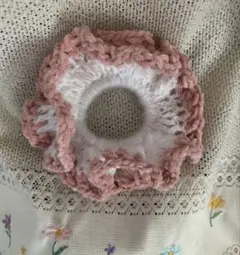 ピンク色フリルシュシュ ハンドメイド