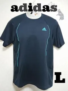 【Ｌ】 adidas Tシャツ（ネイビー）※古着