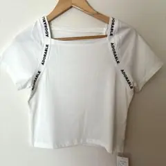 clear テープデザインロゴ入り クロップドTシャツ ホワイト　新品