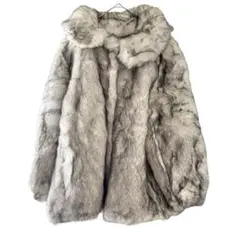 海外サイズのS大きめDonna Salyersグレー系フェイクファーコート